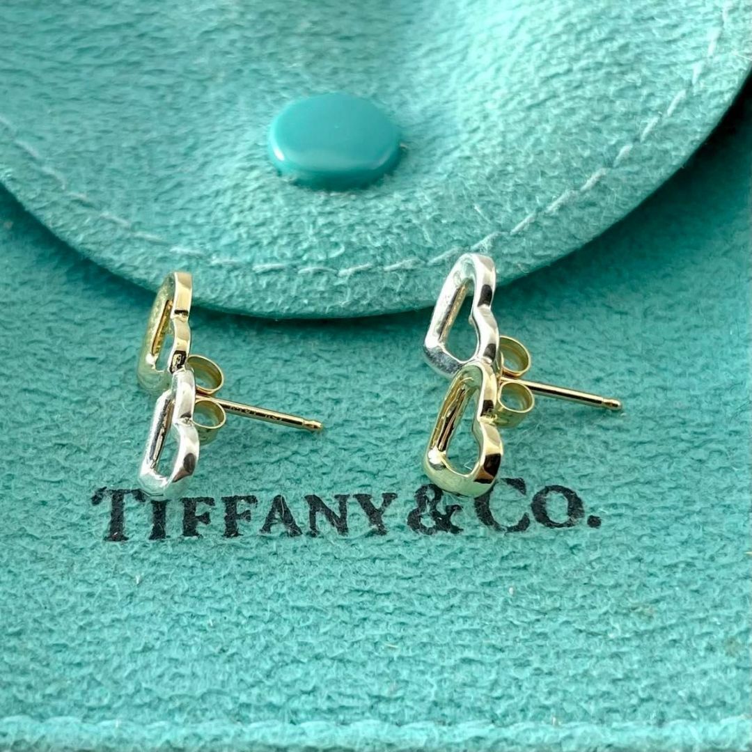 TIFFANY ティファニー ダブルオープンハート ピアス コンビ ティファニー ダブルオープンハート ピアス 925 750 コンビ NO8fe