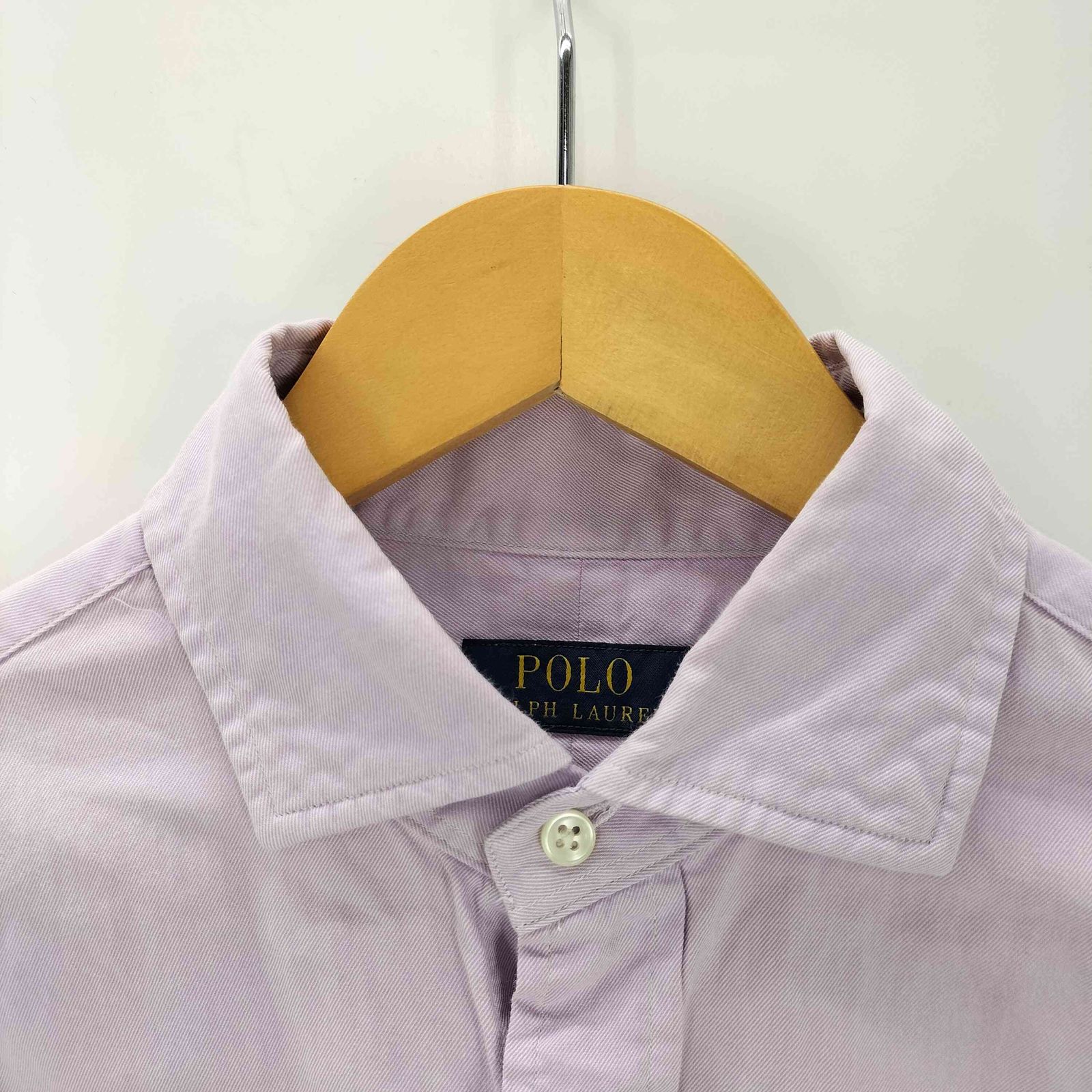 ポロバイラルフローレン 現行 ポニー刺繍 コットンシャツ S相当　美品 ラルフローレンRALPH LAUREN ポニー刺繍ポロシャツ 白紫S (K