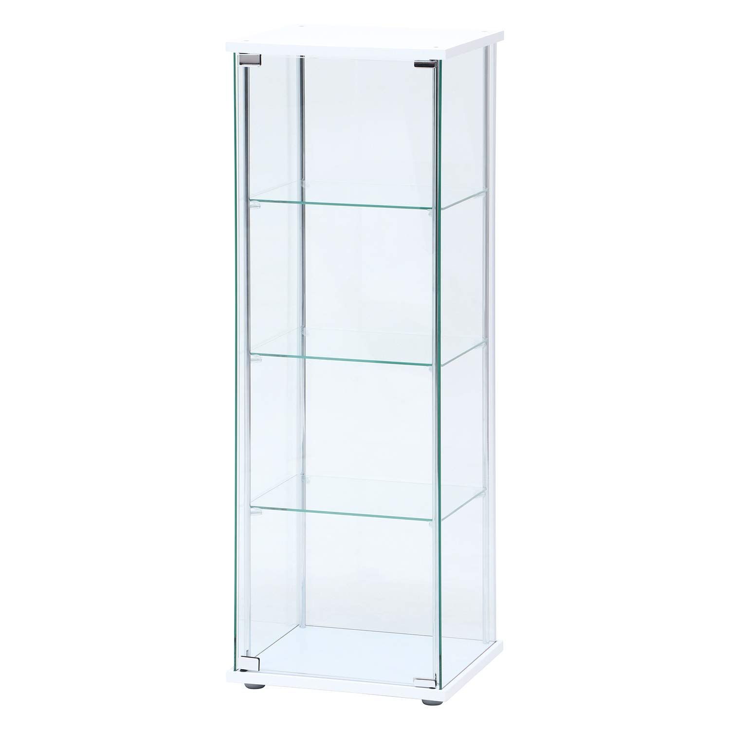 即日発送 ロータイプ 組立商品 全面ガラス 97341 ホワイト 幅42.5×奥行36.5×高さ120cm 4段 フィギュアケース コレクションケース 不二貿易