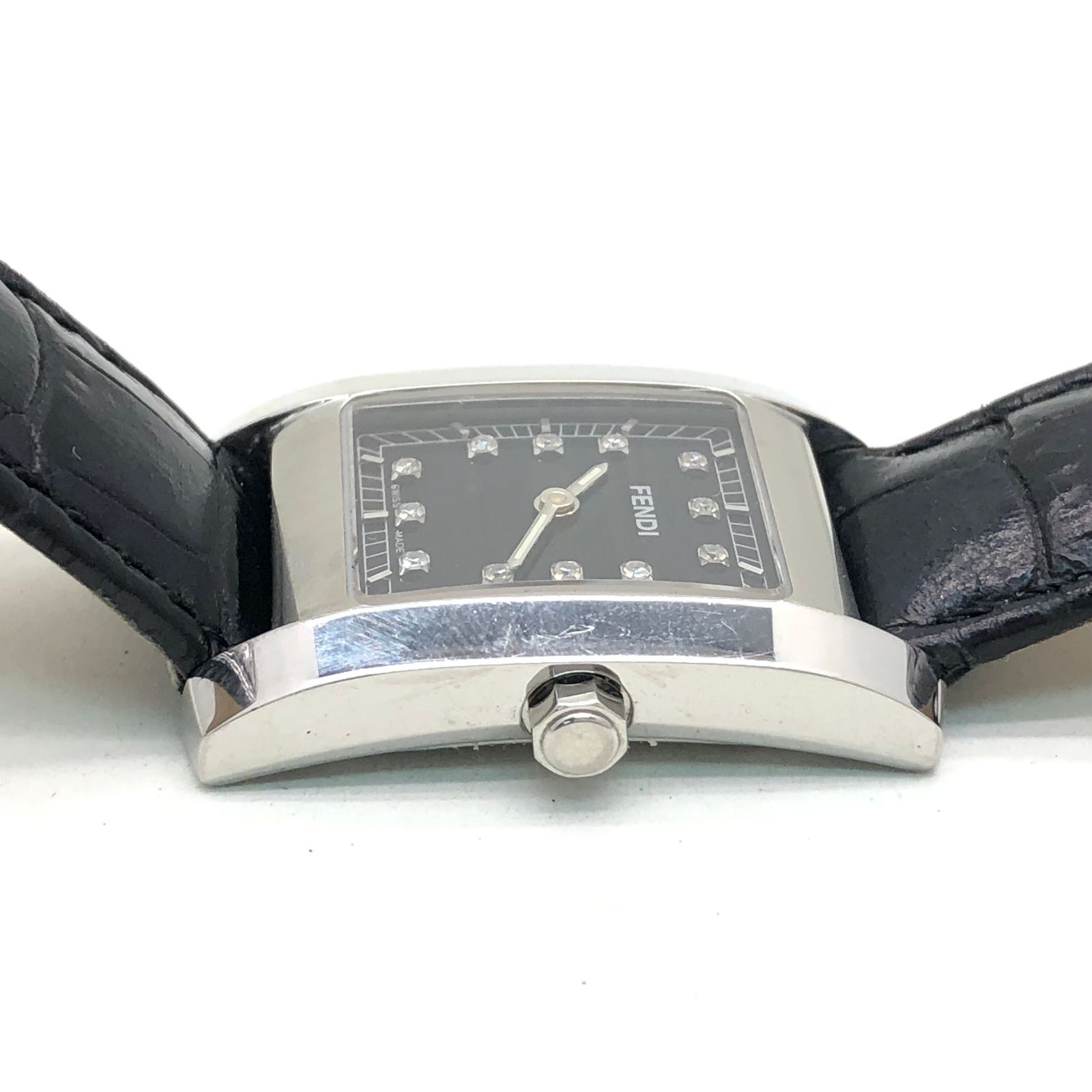 FENDI 7000L 腕時計 スクエア シルバー×ブラック 稼働品 1-894