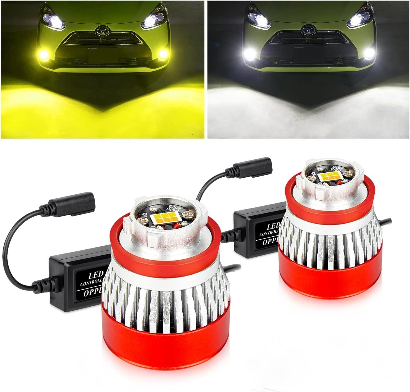 L1B LED フォグランプ 純正LEDフォグ交換用バルブ イエロー 3000K |ホワイト 6500K 2色切替 車検対応 OPPLIGHT 純正2倍以上明るさ 純正同形状 純正交換 ポン付け ファンレス ノイズ対策 完全防水 取説付き 2個セット