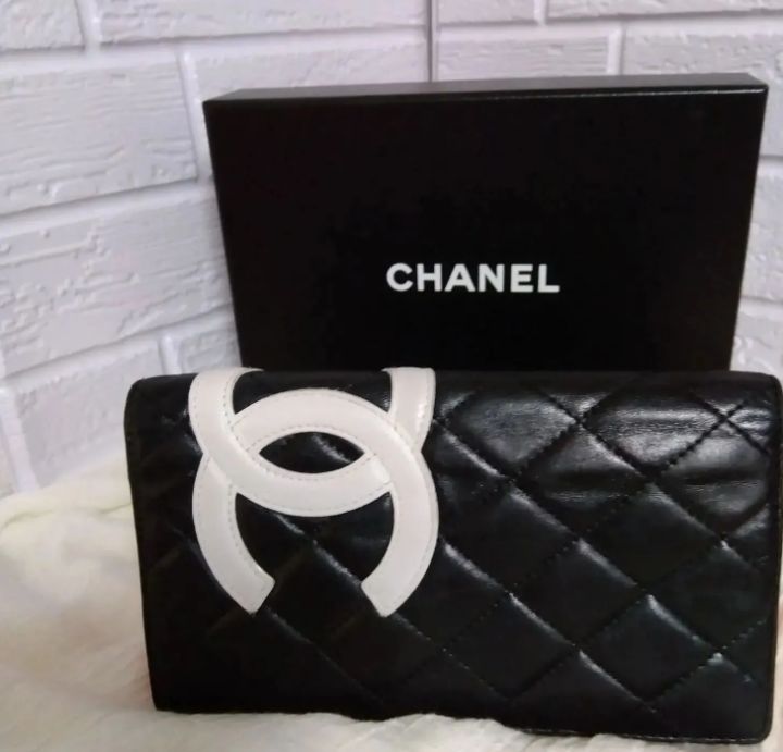 💕正規品【CHANEL】シャネル カンボンライン ラムスキン 二つ折り長 ...