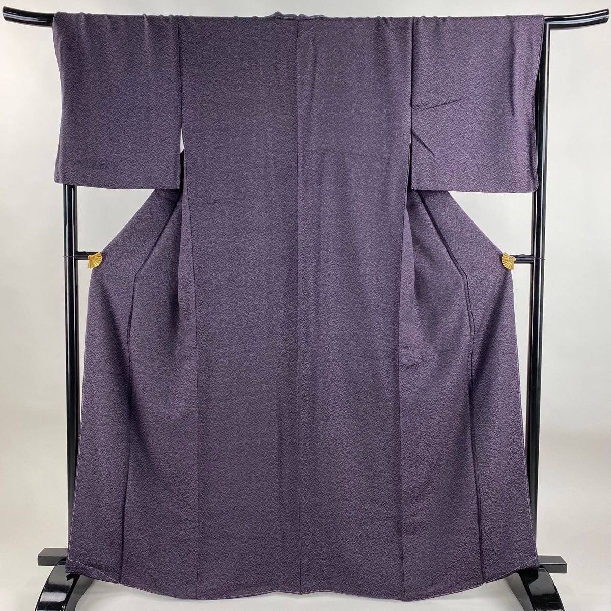 付下げ 身丈165cm 裄丈67cm M 袷 やまと 草花 濃紫 正絹 秀品