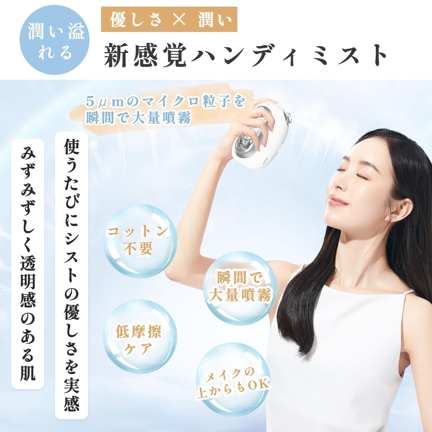 フェイススチーマー ハンディミスト 化粧水 携帯 加湿器 小型 保湿