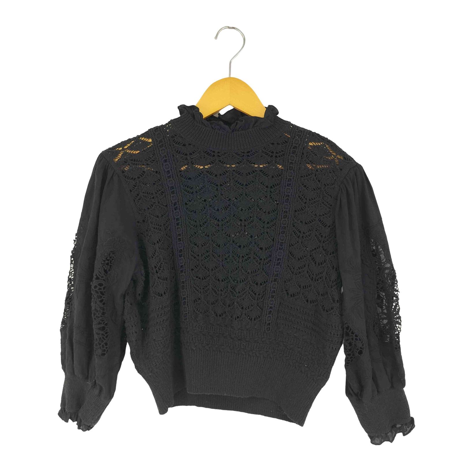 ザラ ZARA クロップドクロシェ編みニット レディース import：M - メルカリ