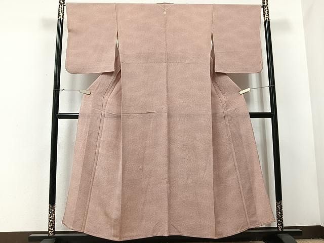 平和屋着物▽上質な小紋 単衣 更紗花文 鬼しぼ縮緬 正絹