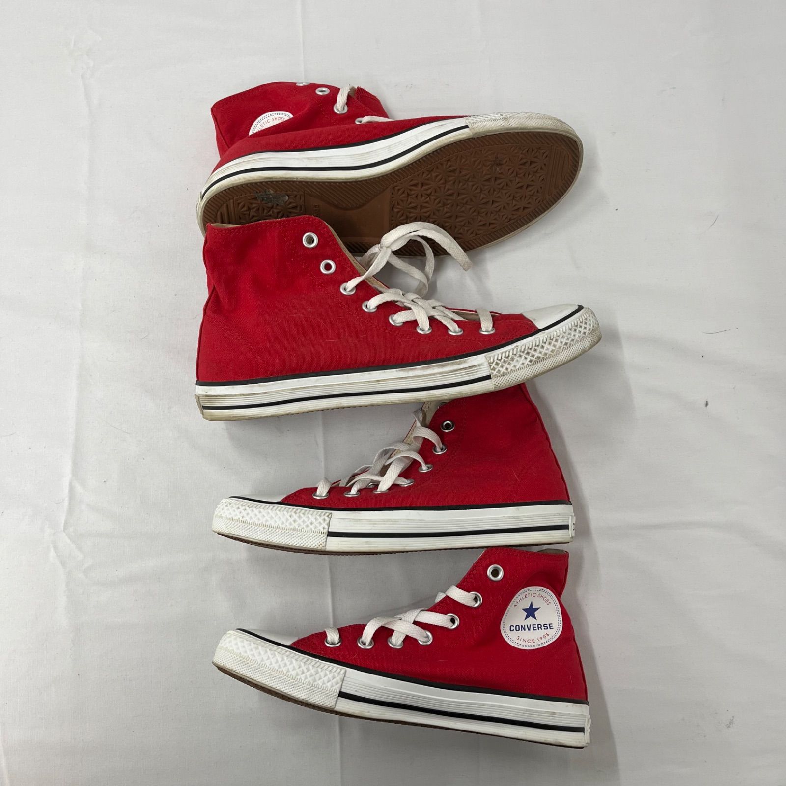 converse CANVAS ALL STAR ハイカット キャンバス レッド 23.5cm 28.0cm セット売り ペアセット ペアルック  カップル 恋人 親子 親子コーデ シミラーコーデ 赤色 - メルカリ