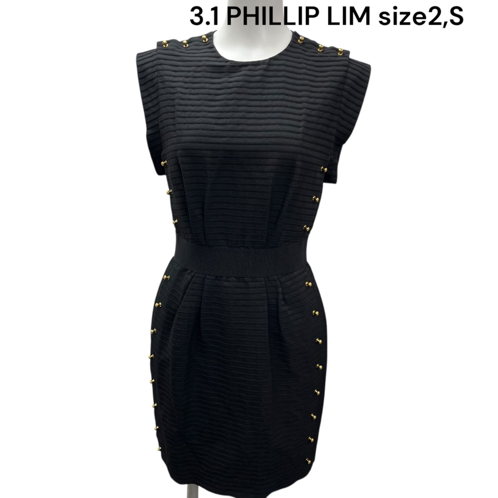 □スリーワンフィリップリム 3.1 PHILLIP LIM 豪華ゴールドビス 美形 ワンピース 2 S レディース S5S618