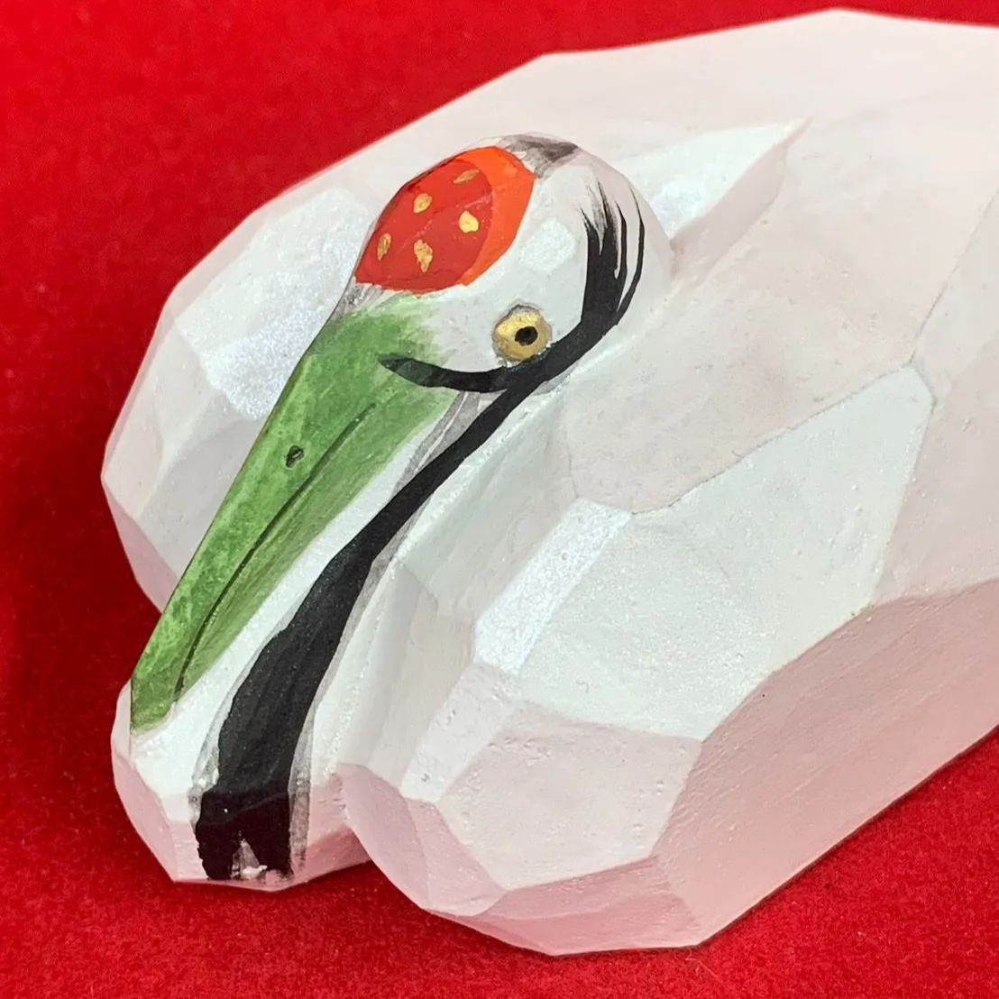 奈良一刀彫 コレクション 春日有職一刀彫 巣籠鶴 大林杜寿園 置物 木