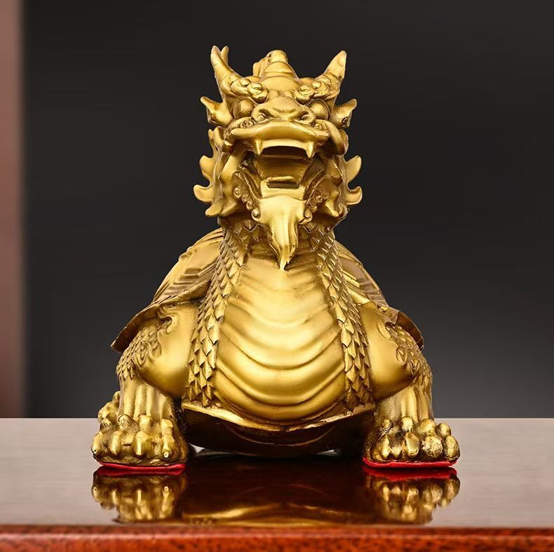 風水 龍亀 ロングイ ーVer3ー 轟亀 置物 銅 ブロンズ ゴールド