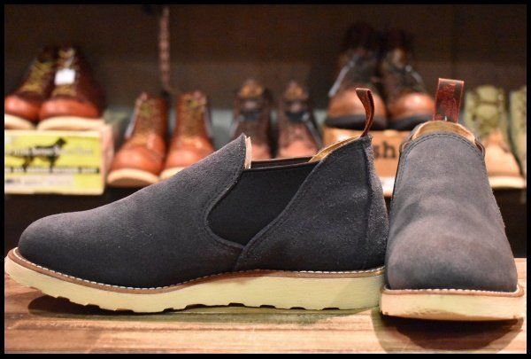 9E BEAMS別注 16年 レッドウィング 8129 ネイビースエード サイドゴア ラフアウト ローカット 短靴 ブーツ redwing HOPESMORE FE107