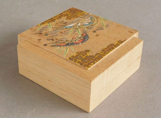 茶道具 祥桑軒【川本光春 作】 『桐木地 春草絵 色紙 香合』在印 桐共箱 共布 茶道具 祥桑軒【川本光春 作】 『桐木地 春草絵 色紙 香合』在印