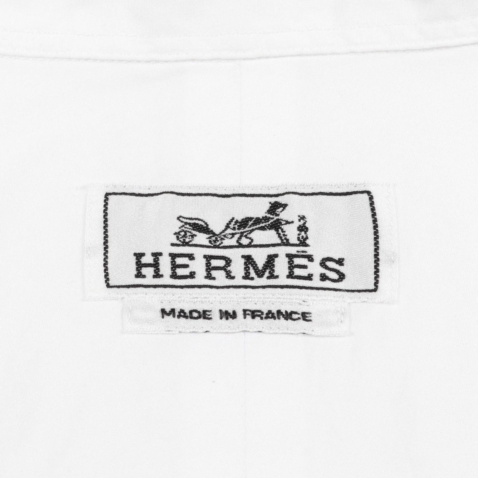エルメス HERMES プルオーバー ホワイト コットン シャツ メンズ
