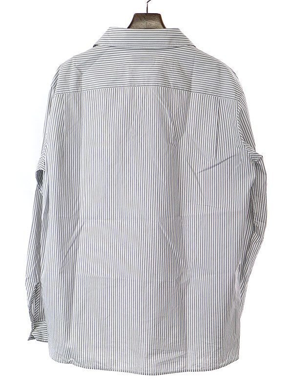 LEMAIRE ルメール 22SS CONVERTIBLE COLLAR LS SHIRT ストライプシャツ グレー サイズ：M