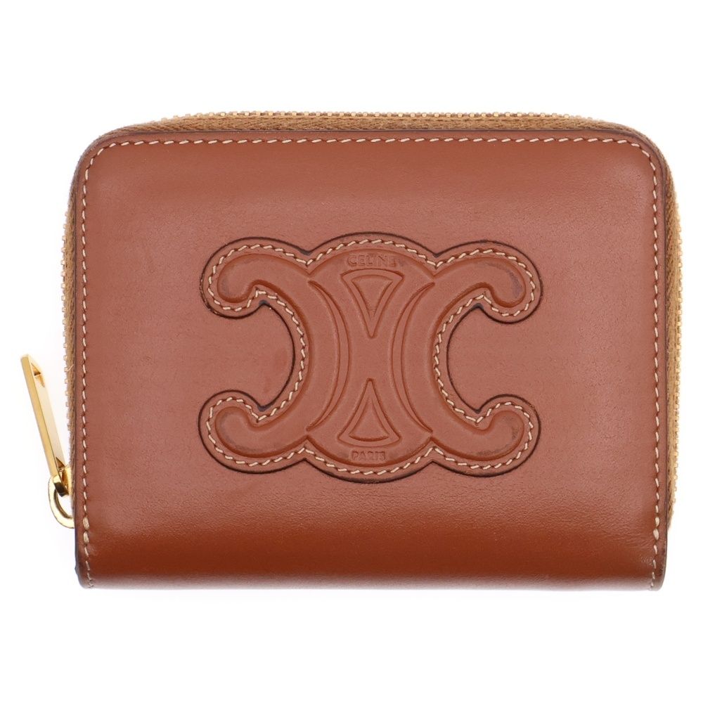 CELINE セリーヌ 財布 コインケース ラウンドジップ ゴールド CELINE (セリーヌ) キュイル トリオンフ コンパクトウォレット