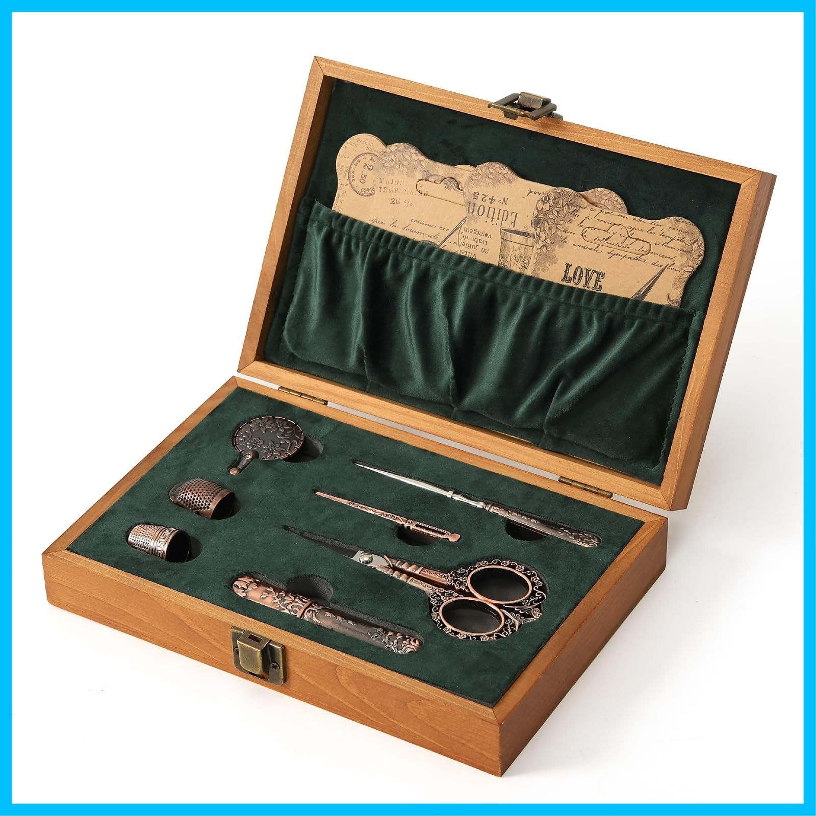 Du0026D 刺繍はさみセット 木製ヨーロッパのアンティークヴィンテージ縫製キット 手芸用 ハサミ 糸きりハサミ アンティーク風 縫製はさみ 裁縫 DIYツール 縫製キット