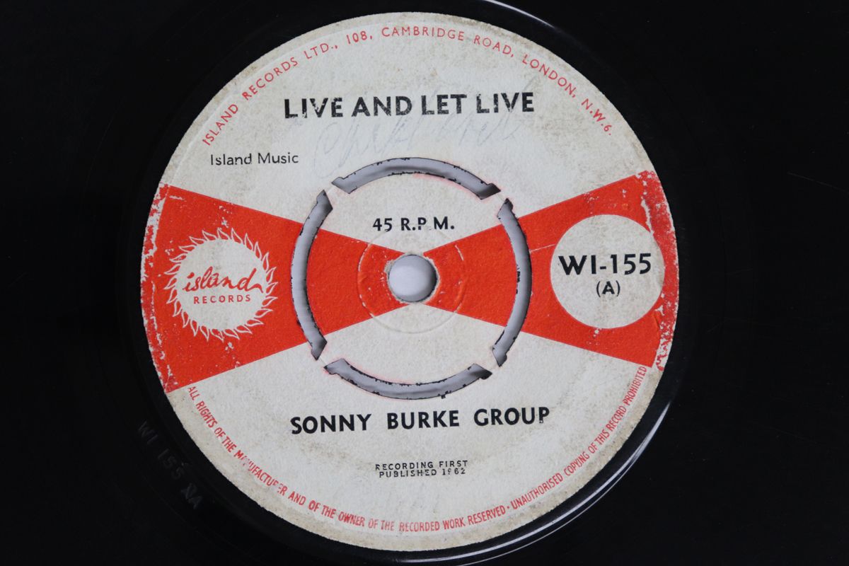 英7” Sonny Burke Group Live And Let Live | Our Love Is True WI155 Island Records |00050