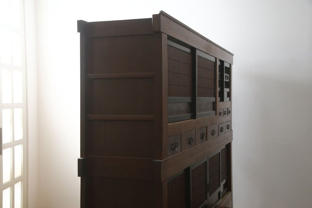 英国アンティーク木製キャビネット オープンシェルフ付き キャビネット 木製 北欧 ディスプレイラック［2702］ アンティークの