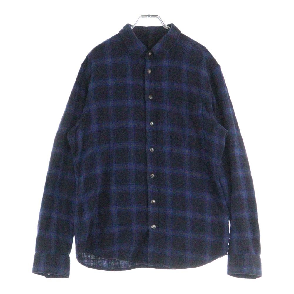 CHROME HEARTS クロムハーツ LOOSE END ルーズエンド 袖クロスパッチ付チェックシャツ ブルー