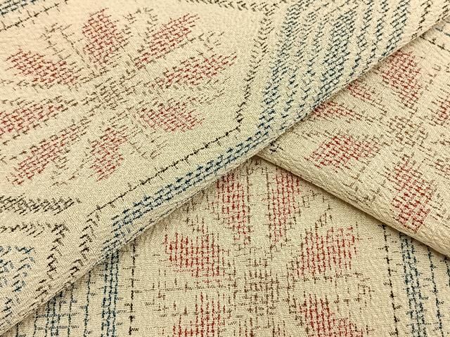 平和屋着物▽お召 単衣 雪輪文 正絹 逸品 AAAV8428fy