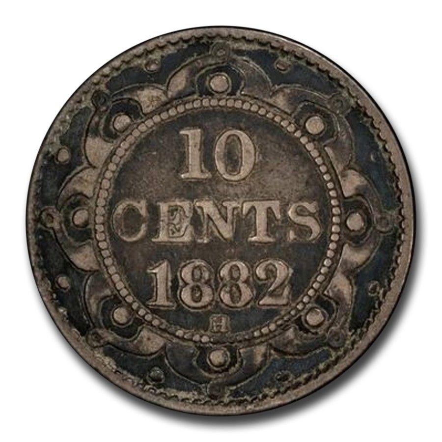 1882 foundland Silver 10 Cents VF-20 PCGS