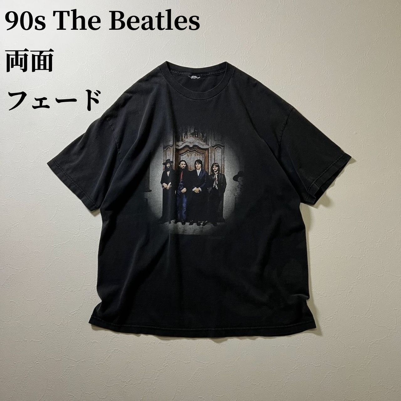 THE BEATLES ロックTシャツ フェード　ビンテージ　90s レア 90s The Beatles 雰囲気系 フェード バンド Tシャツ ブラック