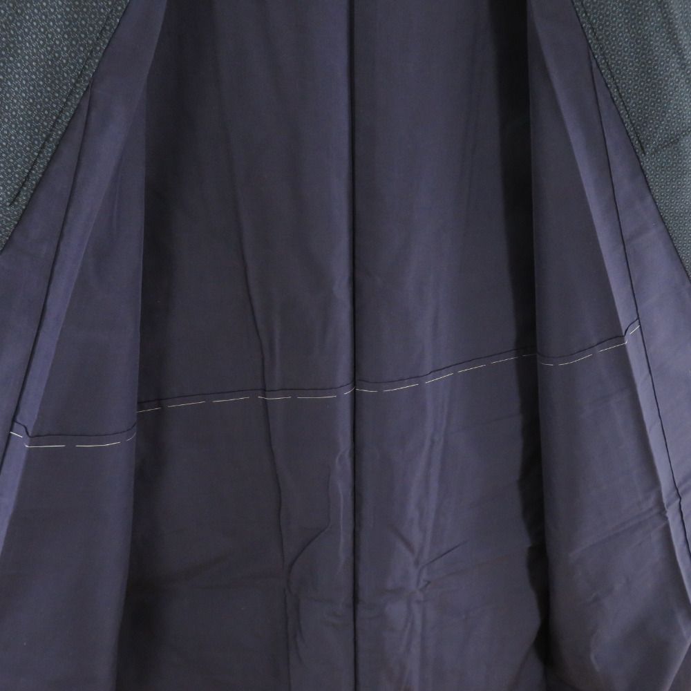 男着物 紬 亀甲 アンサンブル 袷 紺色 正絹 男性用きもの メンズ