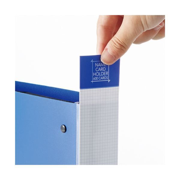 まとめ TANOSEE 名刺ホルダー 差替式A4タテ 4穴 600名用 ヨコ入れ ブルー 1冊 ×5セット