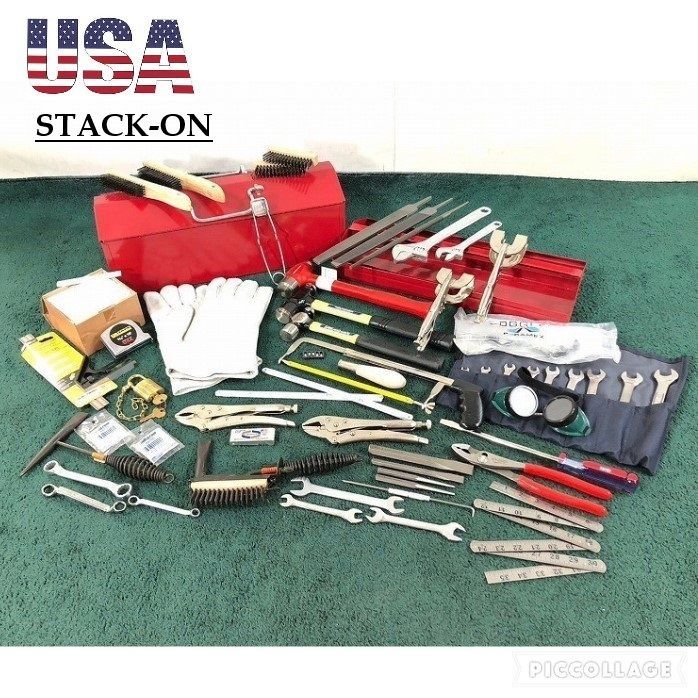 米軍放 USA 工具セット STACK-ON 工具箱 プライヤー ドライバー ハンマー ヤスリ レンチ スパナ スケール 160