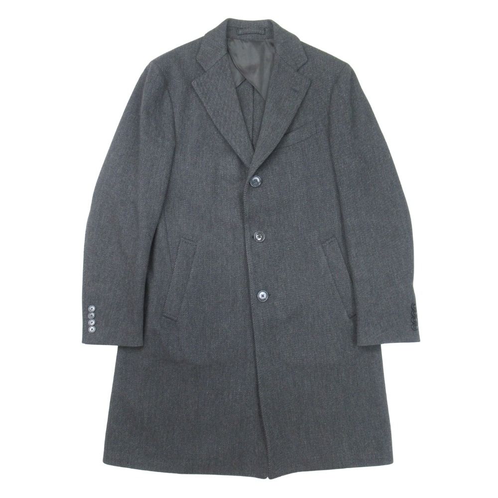 LARDINI ラルディーニ ウール100％ シングルチェスター コート レジメンタルストライプ ジャケット アウター 50 グレー メンズ 古着