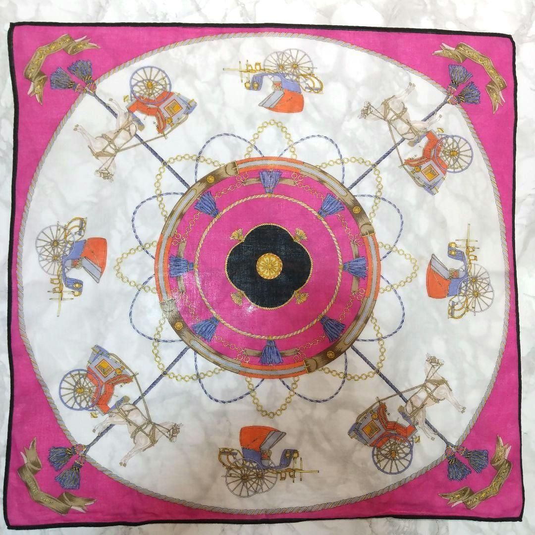 メルカリ便✨CELINE✨馬車＆タッセル柄 ハンカチ グリーン｜小物 