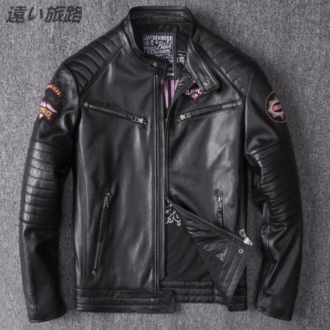 カウハイド 牛革 レザージャケット 革ジャン ライダース バイクジャケット メンズファッション 刺繍 本革 アメカジ 　 本革ジャッケット　レザージャケット メンズ 本革 ライダースジャケ