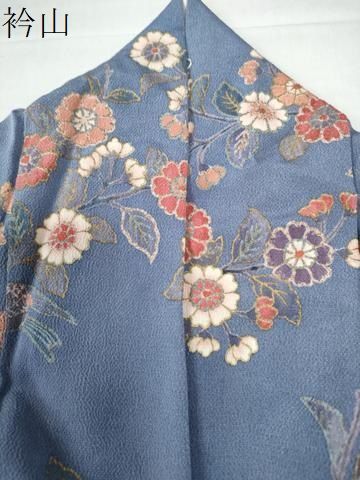 平和屋着物○訪問着 休み鳥草花文 暈し染め 金彩 鬼しぼ縮緬 正絹 逸品