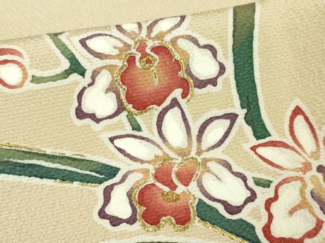 平和屋本店□超希少 染彩芸術の巨匠 皆川月華 訪問着 杜若 肌色地 金彩