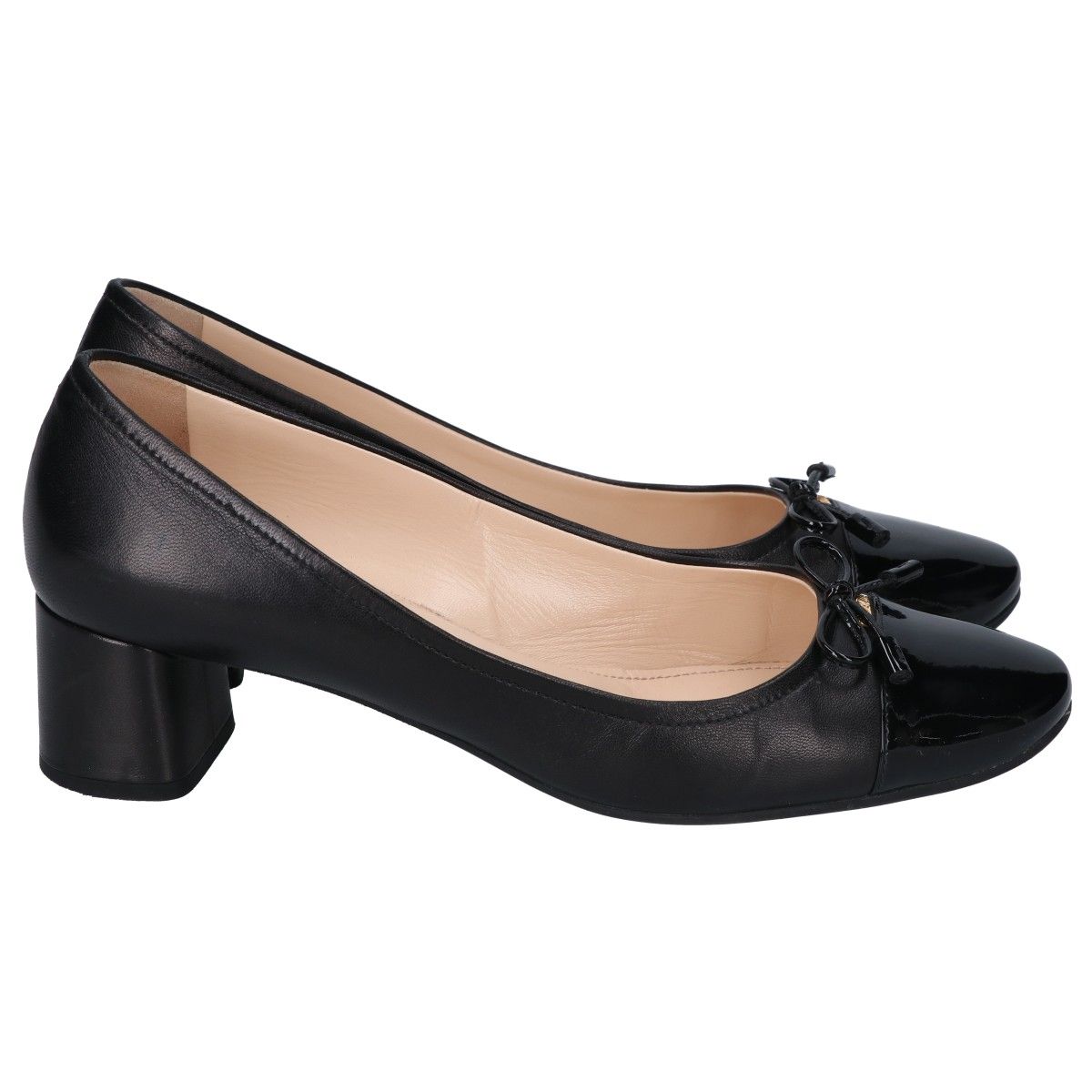 PRADA プラダ 1I150L ロゴ チャンキーヒール パンプス 38 - メルカリ 