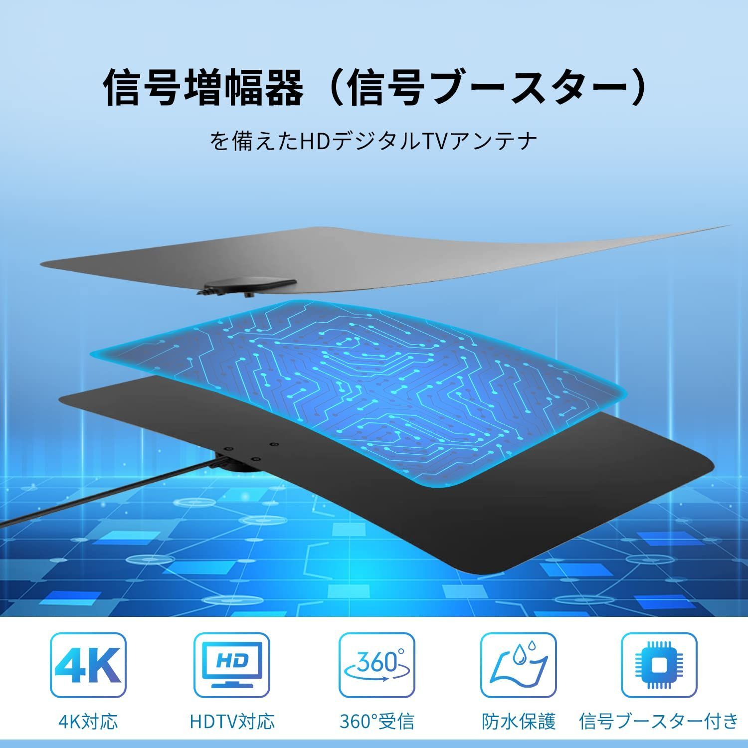 人気商品】室内アンテナ】4K HD TV テレビアンテナ 430KM 受信範囲