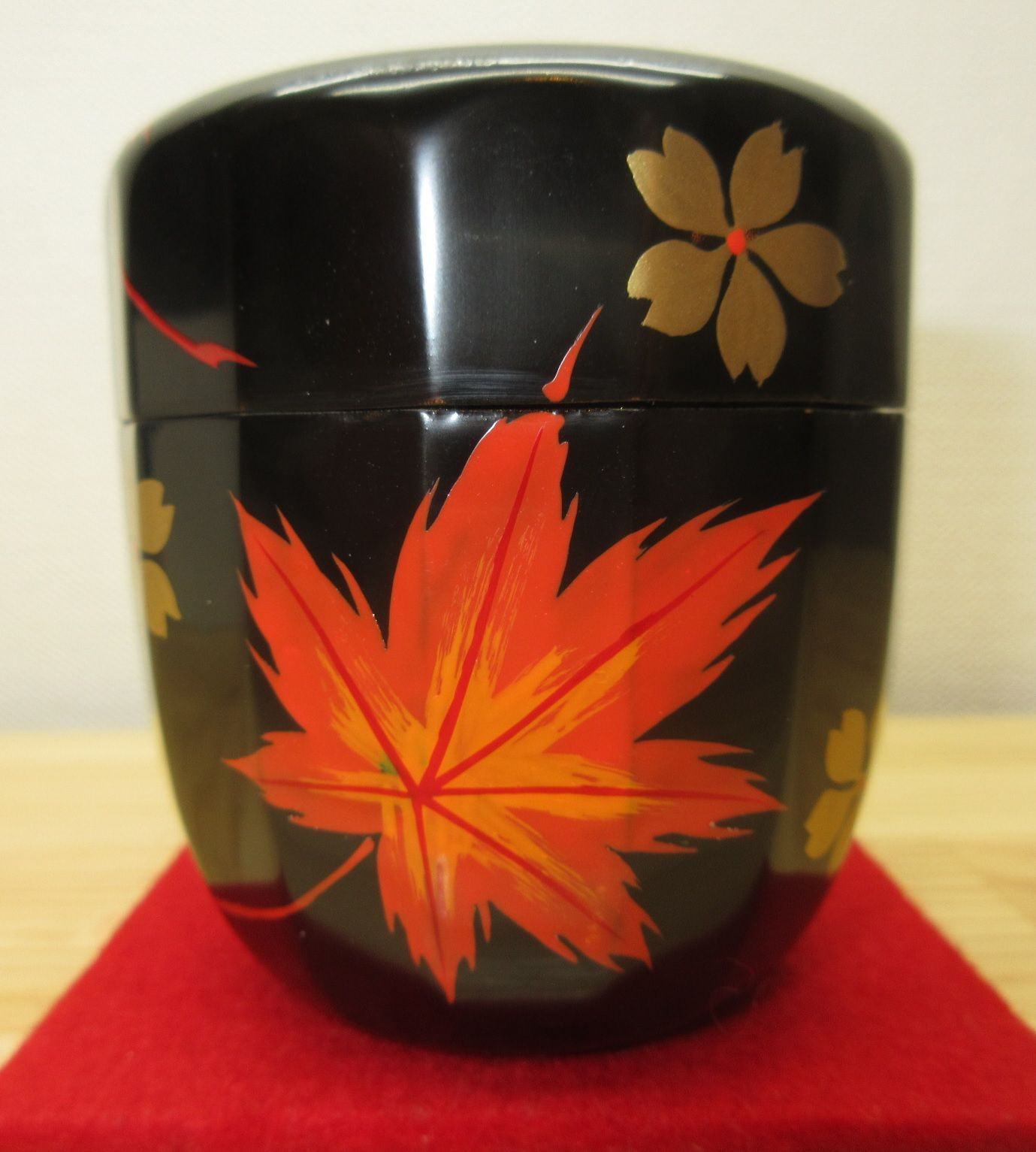 送料込【逢絢亭】茶道具 中棗 山中塗 秋草に露蒔絵 真塗