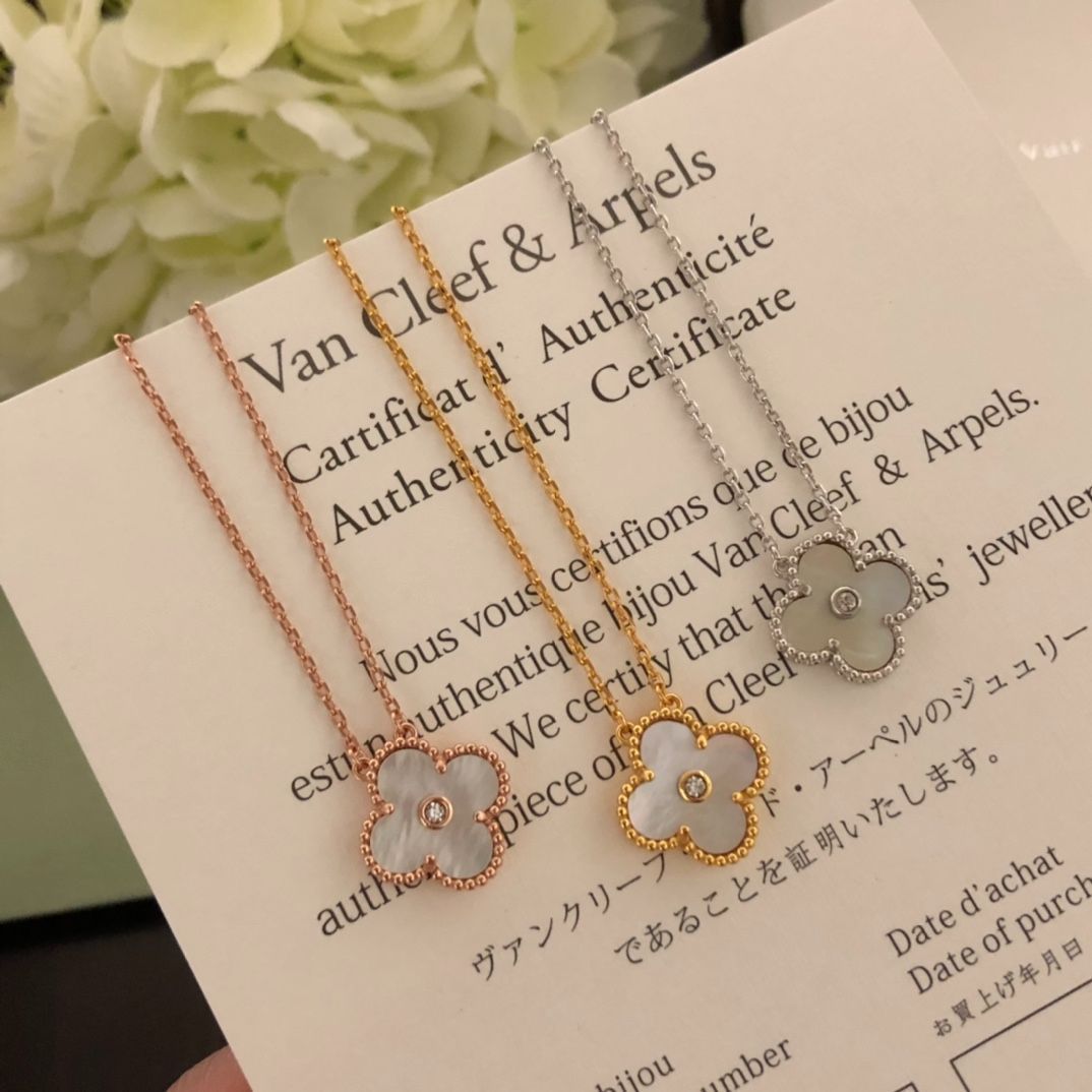 ?Van Cleef-Arpels ヴァン クリーフ-アーペル ダイヤモンド付きホワイト マザー オブ パール ネックレス｜ ｜ -WTO輸入1