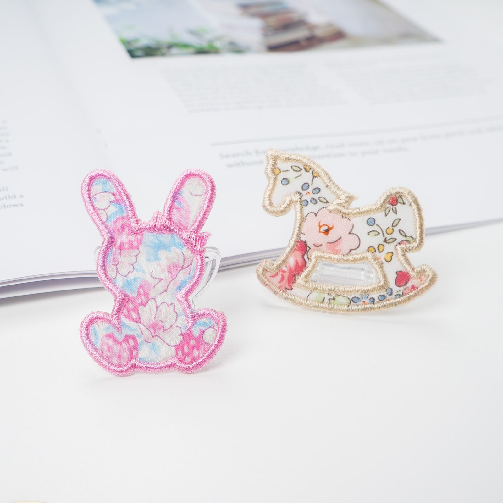 L-5】動物ワッペン ☆リバティ生地使用 アイロンワッペン うさぎ くま