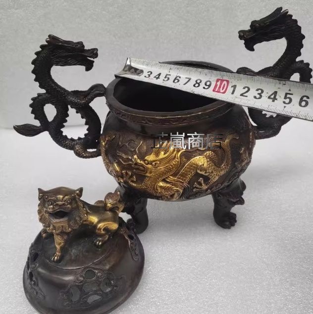 獅子蓋 双龍耳 香炉 書房 茶道 工芸品 装飾品 美術品 置物 獅子蓋 双龍耳 香炉 書房 茶道 工芸品 装飾品 美術品 置物