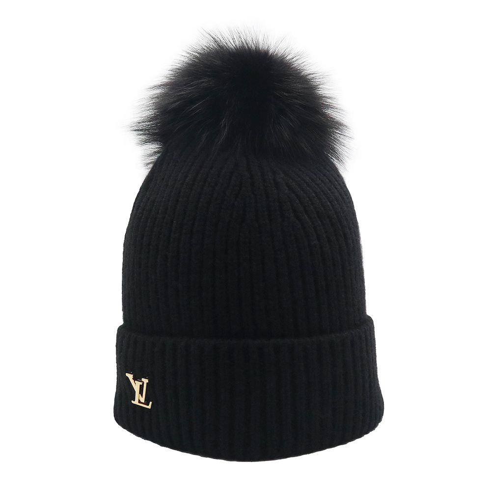 ルイ ヴィトン ビーニー LV コールド スパーク ニットキャップ ニット帽 帽子 カシミヤ 100％ フォックスファー ノワール ブラック ゴールド金具 M79256 LOUIS VUITTON
