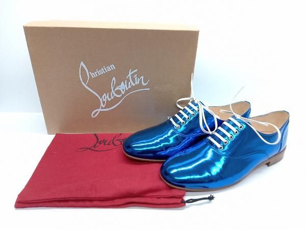 Christian Louboutin FRED FLAT MIRROR FABRIC VERSION BLUE クリスチャン ルブタン ドレスシューズ ブルー サイズ39 24cm 箱あり