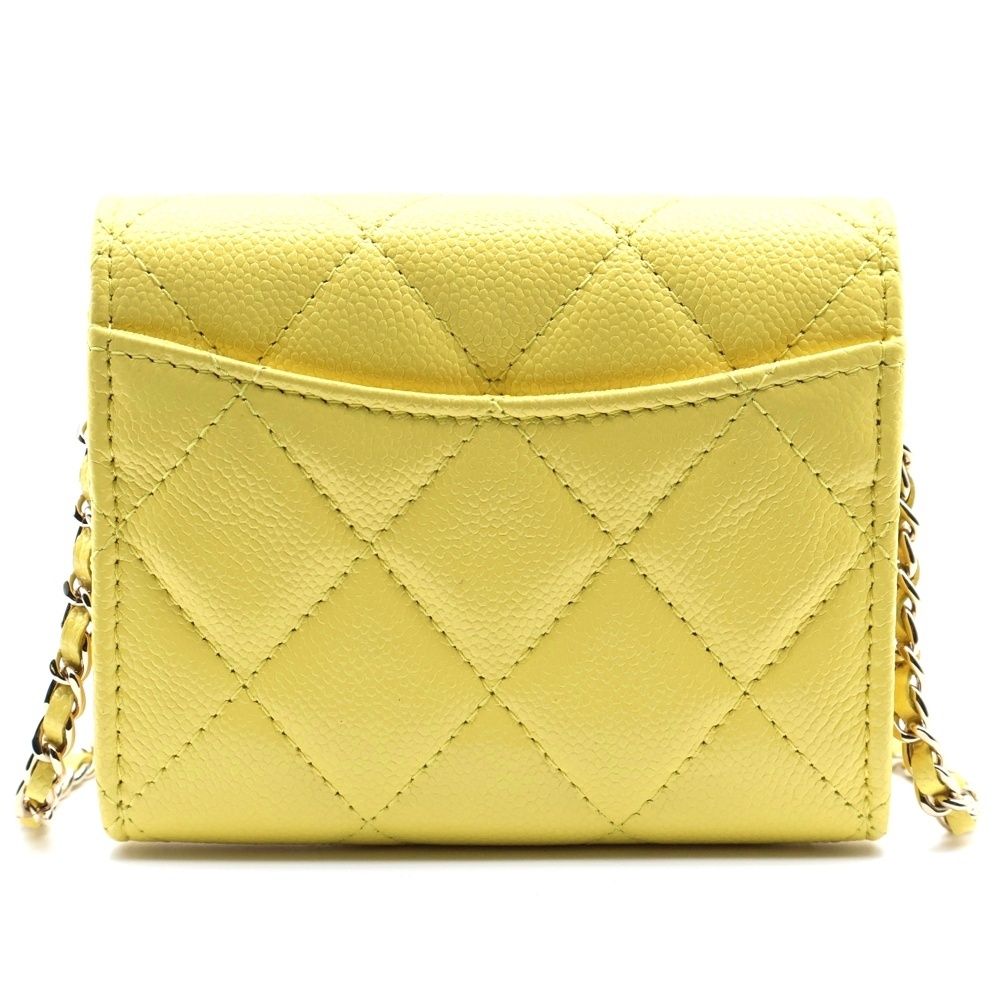 極美品❣️シャネル　CHANEL ミニマトラッセ Ｗチェーンショルダー イエロー CHANEL (シャネル) ミニ マトラッセ チェーンウォレット