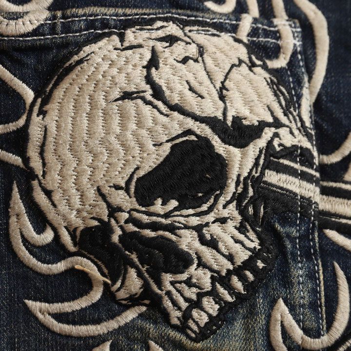 VANSON ピストン×スカル 刺繍 デニムパンツ SP-B-32 バンソン ワン
