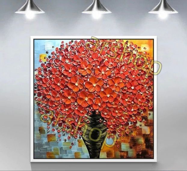 極美品☆ 純粋な手描きの絵画 『花』 油彩 応接間掛画 玄関飾り