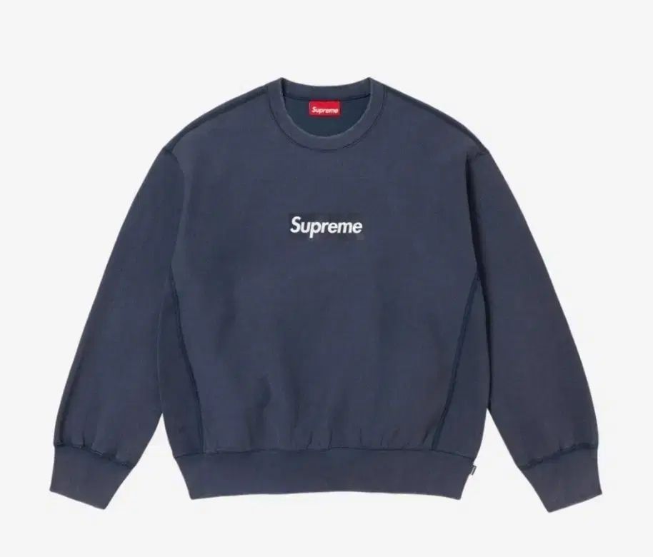 Supreme シュプリーム ウォッシュド ボックスロゴ クルーネック ネイビー L