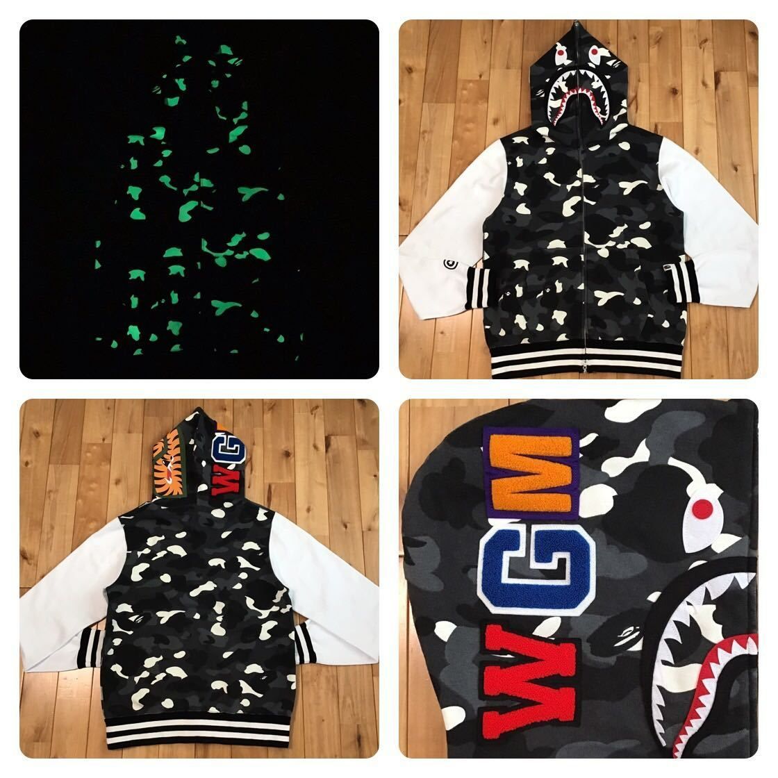 ☆蓄光☆ APE city camo シャークパーカー L kaws パーカー