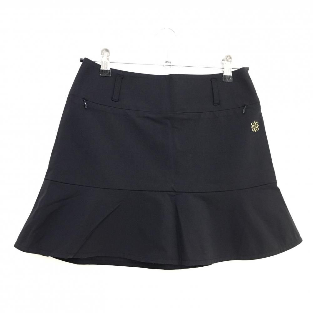 超美品】セントアンドリュース スカート 黒 ロゴゴールド 裾フレア