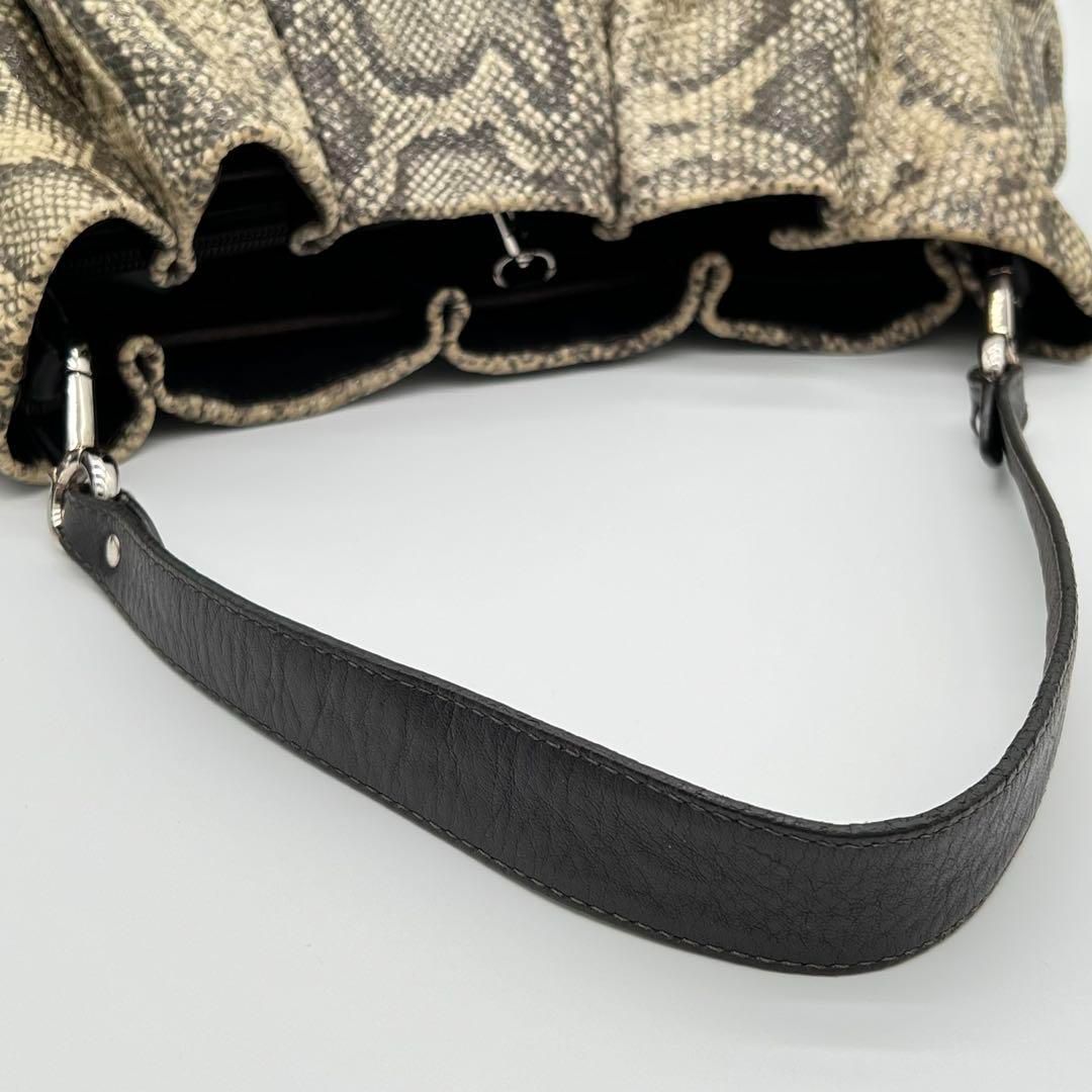 美品】FURLA ハンドバッグ トートバッグ クロコ型押し レザー