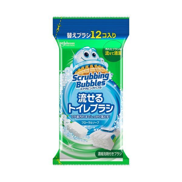 まとめ ジョンソンスクラビングバブル 流せるトイレブラシ フローラルソープ 付替ブラシ 1パック 12個 ×10セット